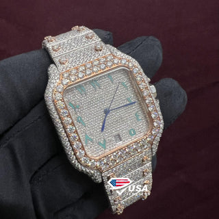 41 mm Moissanite Diamond Fully Iced Out Arabic Dial Cartier Watch