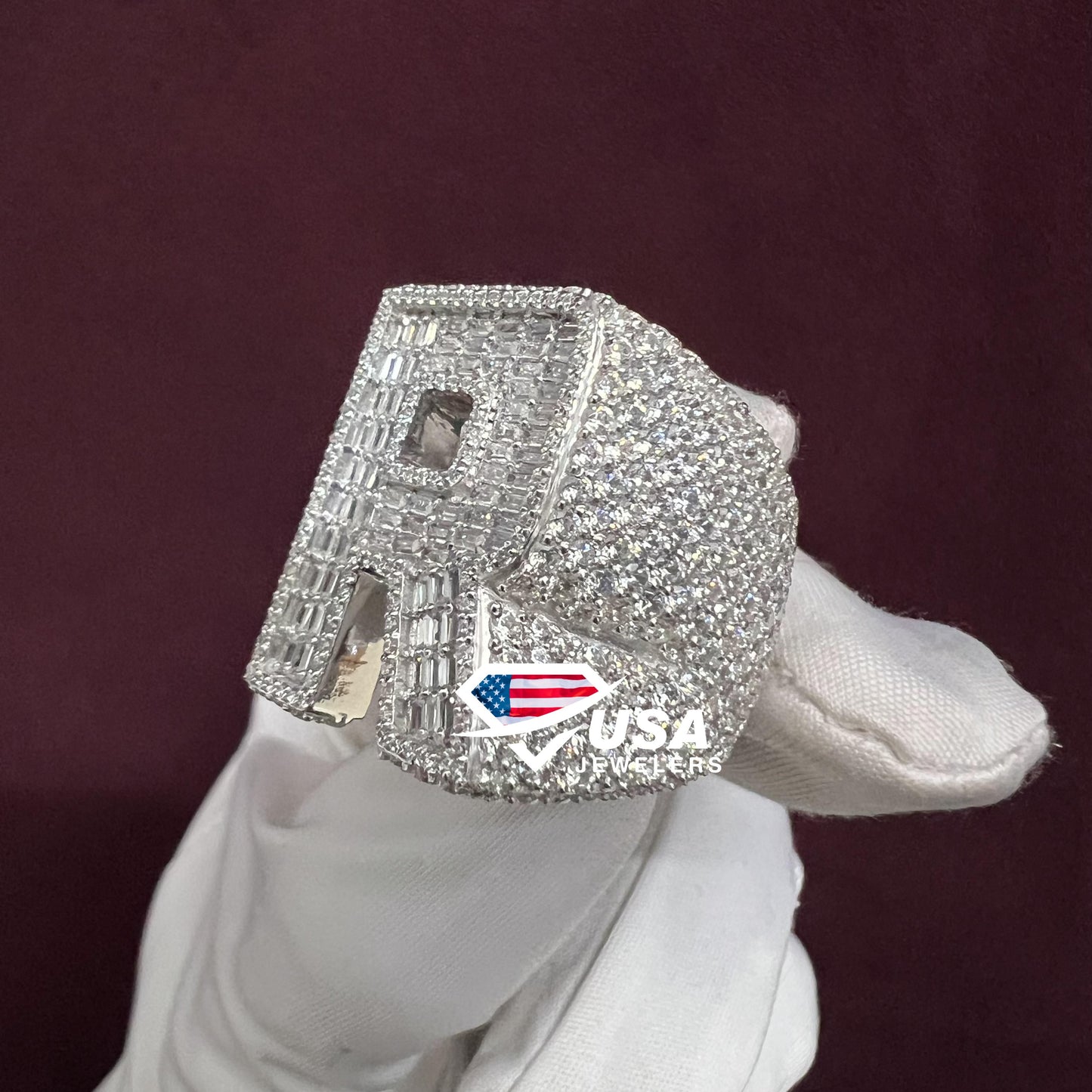 Moissanite Diamond Full Iced Out Custom Letter Men's Ring