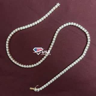 5MM VVS Moissanite Diamond 14K Rose Gold tennis Chain