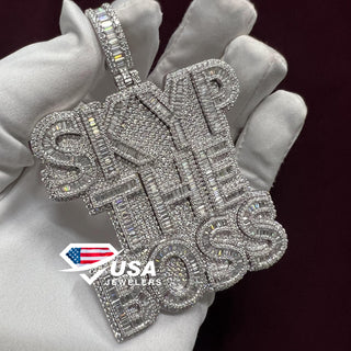 Custom name Bling Hip Hop 925 Sterling Silver Diamond Pendant