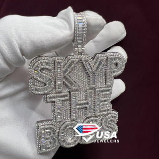 Custom name Bling Hip Hop 925 Sterling Silver Diamond Pendant