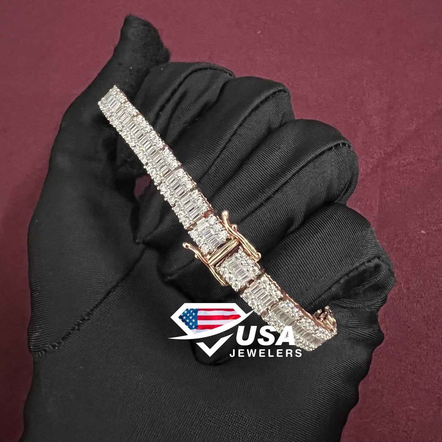 6mm Lab Diamond 18K Rose Gold Tennis Bracelet For Unisex
