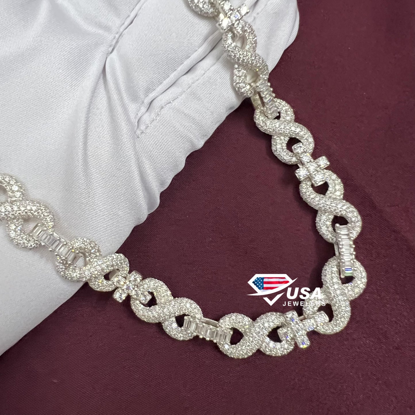 10MM VVS Lab Diamond Infinity And Cross Cuban Chain