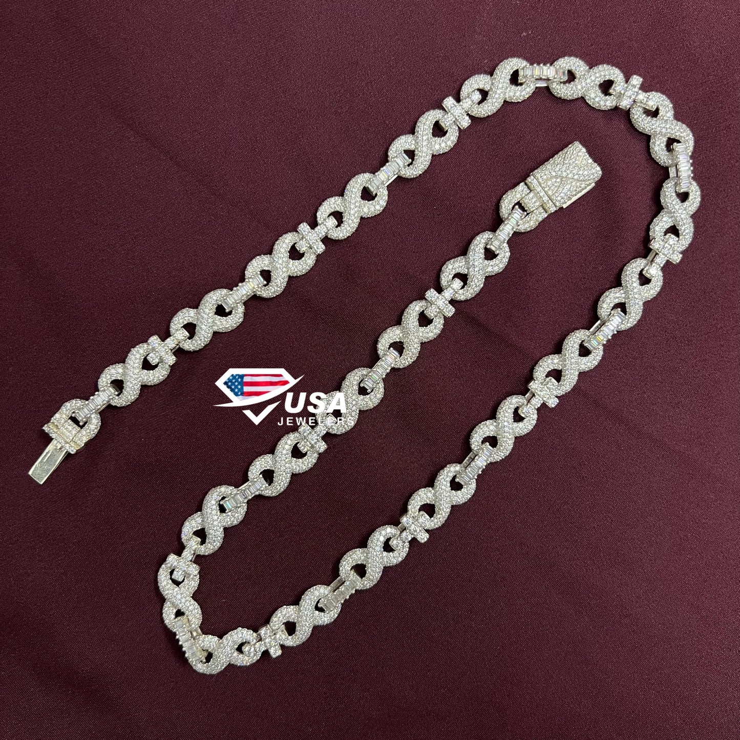 10MM VVS Lab Diamond Infinity And Cross Cuban Chain
