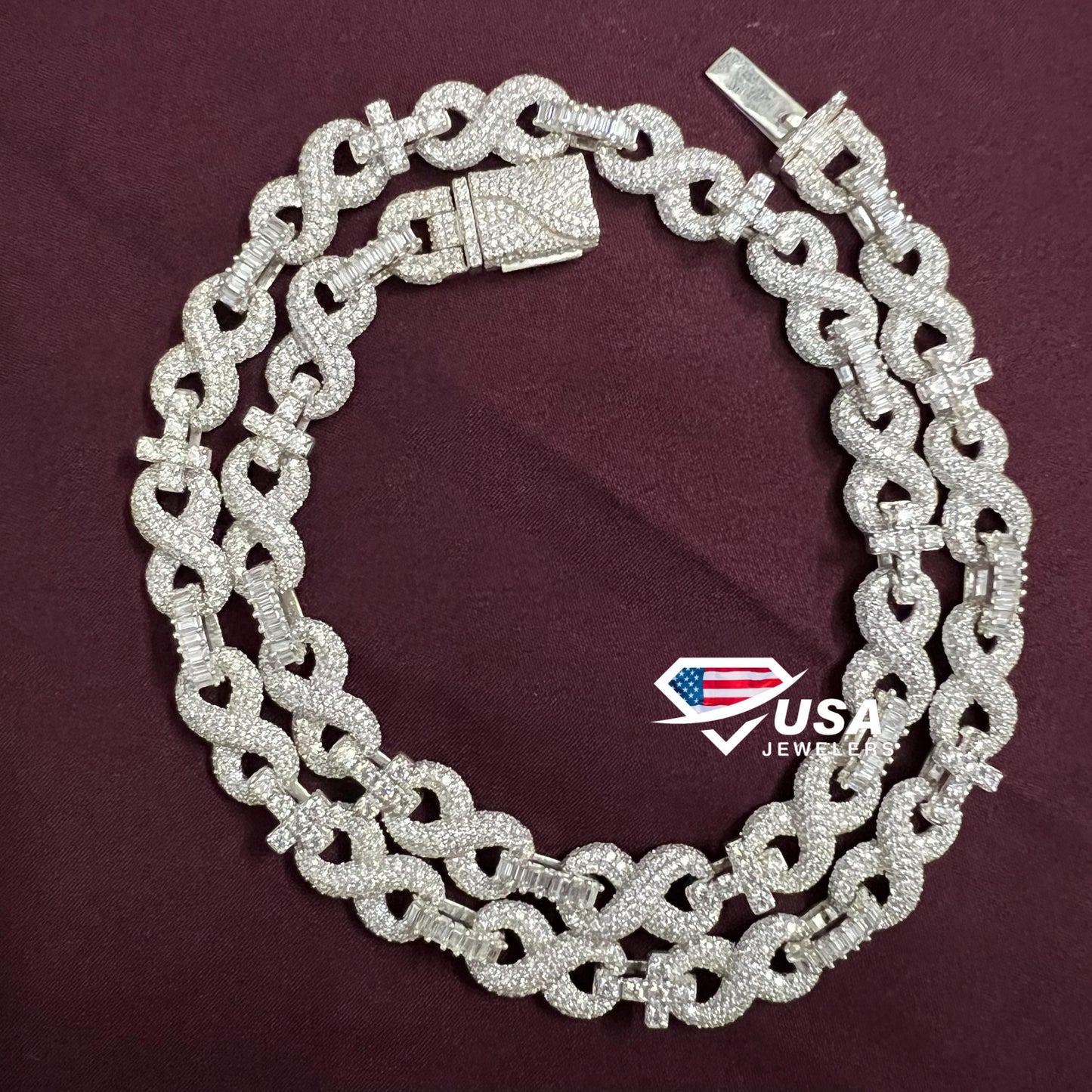 10MM VVS Lab Diamond Infinity And Cross Cuban Chain