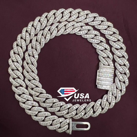 14MM VVS Moissanite Diamond Cuban Link Chain
