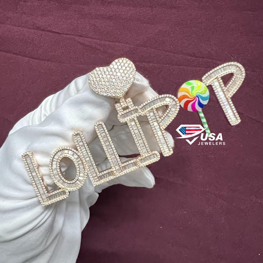 VVS Moissanite "LOLIPOP" Custom Name Letter Pendant
