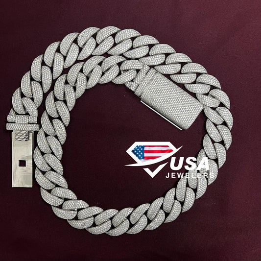 24 MM Lab Diamond 925 Sterling Silver Miami Cuban Link Chain
