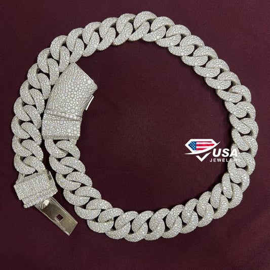 23MM Lab Diamond 14K Gold Moisec Miami Cuban Link Chain