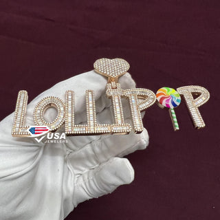 VVS Moissanite "LOLIPOP" Custom Name Letter Pendant