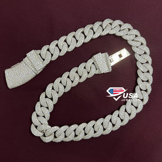 23MM Lab Diamond 14K Gold Moisec Miami Cuban Link Chain