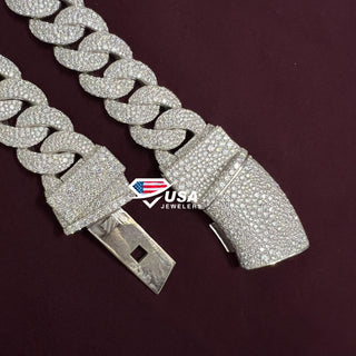 23MM Lab Diamond 14K Gold Moisec Miami Cuban Link Chain