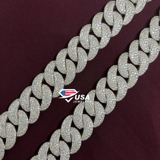 23MM Lab Diamond 14K Gold Moisec Miami Cuban Link Chain