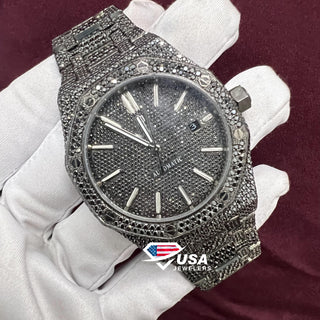 41MM Black Moissanite Diamond Automatic Watch