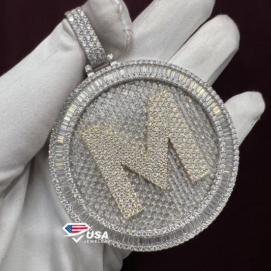 Circle Hip Hop Moissanite Letter Pendant Custom Logo Pendant for men