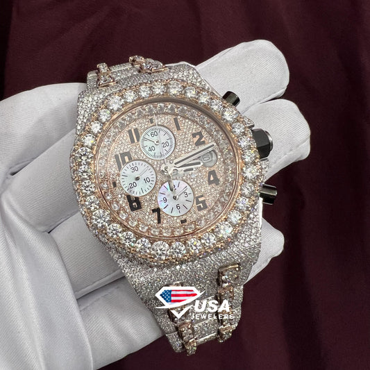 41MM VVS Moissanite Two Tone Diamond Watch