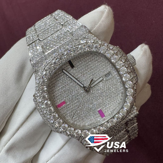 41mm VVS Moissanite Diamond Fully Iced Out Swiss Movement Watch