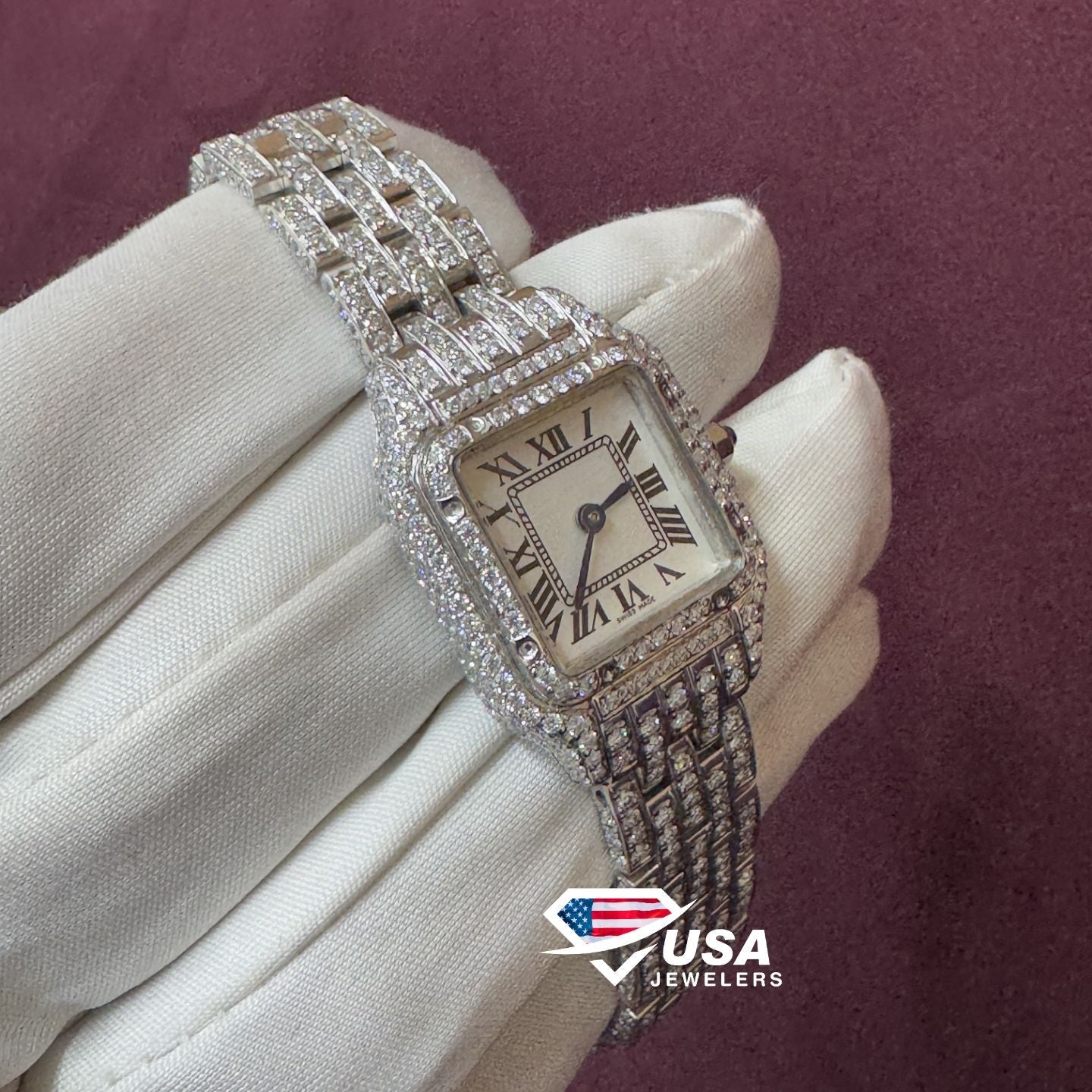 26 mm VVS Lab Diamond Iced Out Women's Wrist Watch