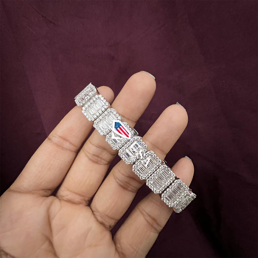 13mm Baguette Moissanite Diamonds Eternity Tennis  Bracelet
