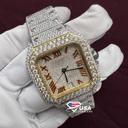 41MM VVS Lab Diamond Two Tone Roman dial Watch