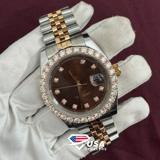 41 MM VVS Lab Diamond Tow Tone Only Bezel Dial Watch