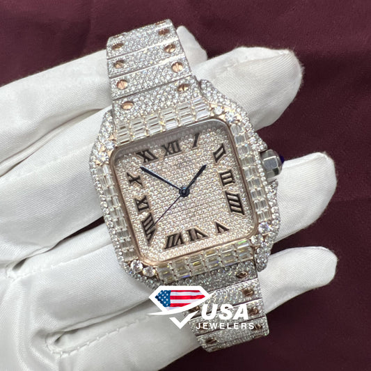36mm Moissanite Baguette Diamond Bezel Hip Hop Watch