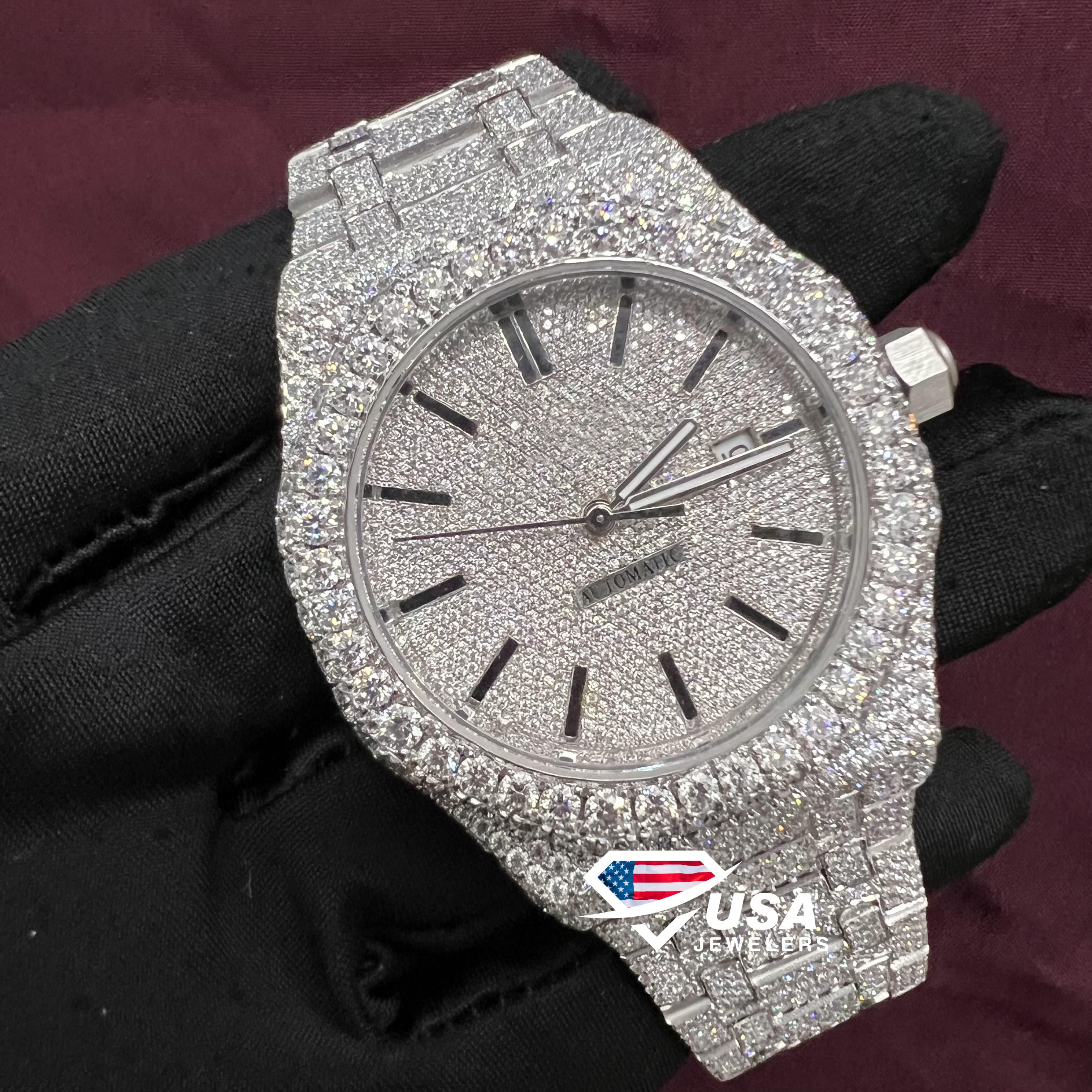 Custom listing for Derrick Butler 41MM Moissanite Fully Diamond Primium Quality Watch
