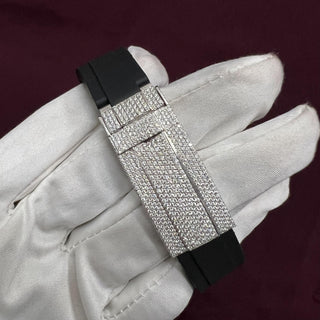 41 MM Lab Diamond Gold Dial Customised Silicon Band Watch