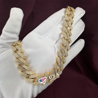 16MM Moissanite Diamond Silver Gold Cuban Link Chain