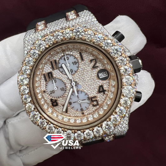 Vvs Moissanite Diamond Black Silicon Band Watch