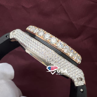 Vvs Moissanite Diamond Black Silicon Band Watch