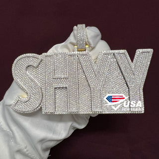 Customized "SHYY" Big Name Charm 925 Silver Moissanite Pendant