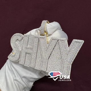 Customized "SHYY" Big Name Charm 925 Silver Moissanite Pendant