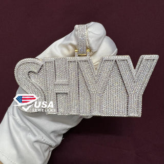 Customized "SHYY" Big Name Charm 925 Silver Moissanite Pendant