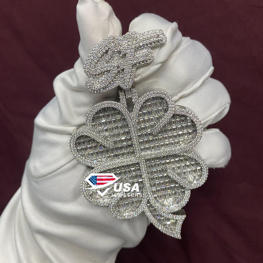 VVS1 Moissanite Baguette Diamond Fully Iced Out Custommade Pendant
