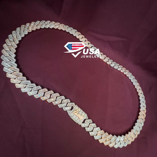 15MM Lab Diamonmd Gold Plated Miami Chain