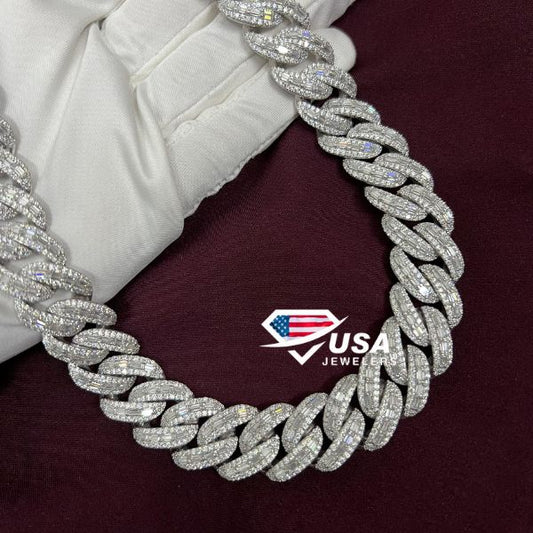 17MM Customised Claps VVS Lab Diamond 14K Gold Miami Cuban Chain