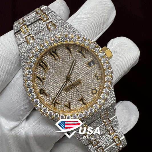 41MM Moissanite Diamond / Lab Diamond Yellow Two Tone Watch