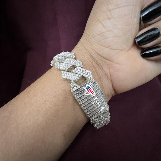 18mm Moissanite Diamond Solid 14K Gold Rapper Hip hop Bracelet