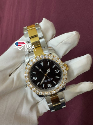 41MM Two Tone Only Bezel VVS Moissanite Diamond Watch