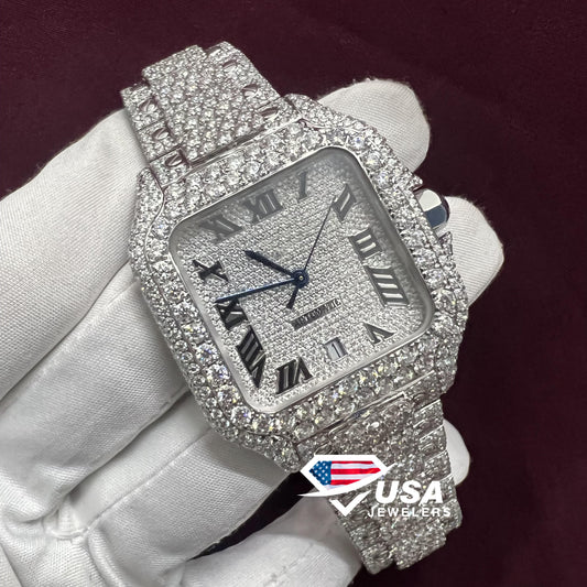 41MM VVS Moissanite Diamond High Coleted Belt Watch
