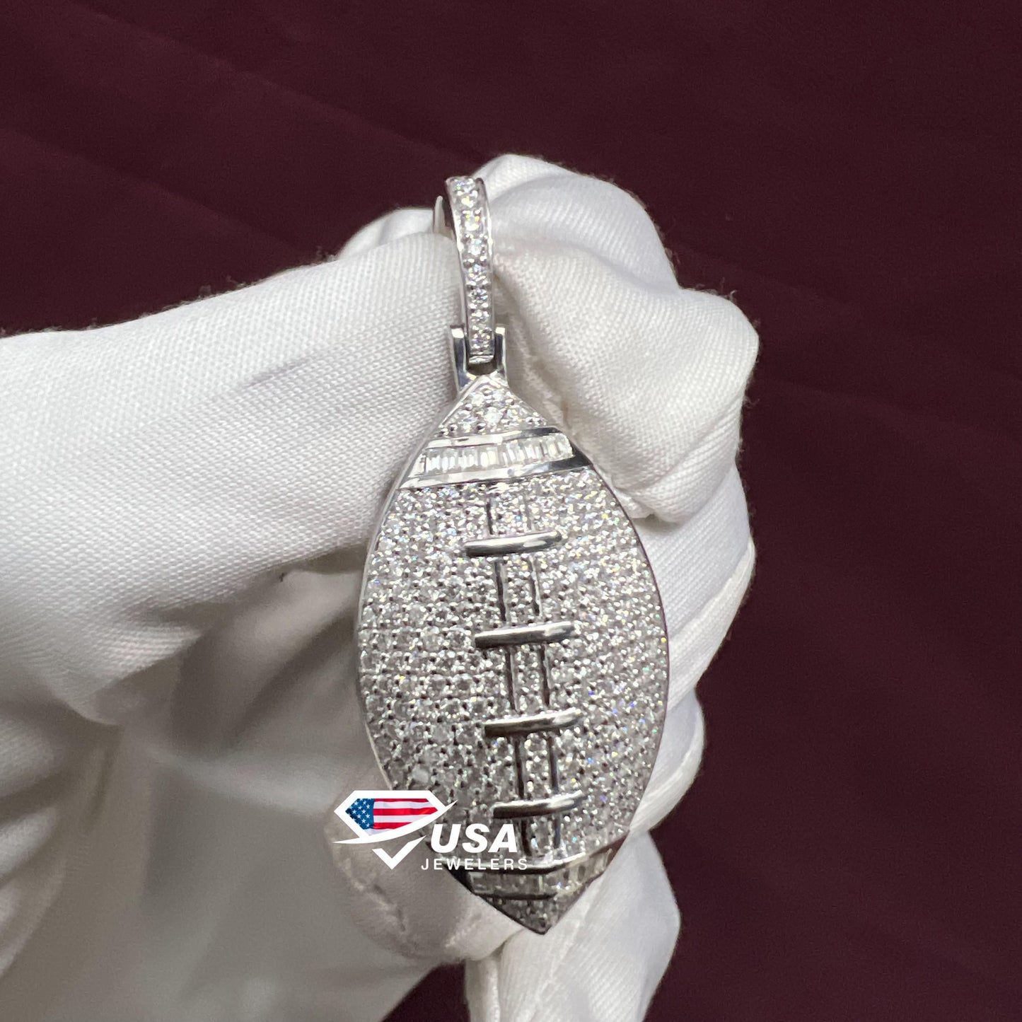 VVS Moissanite Diamond American Football Pendant