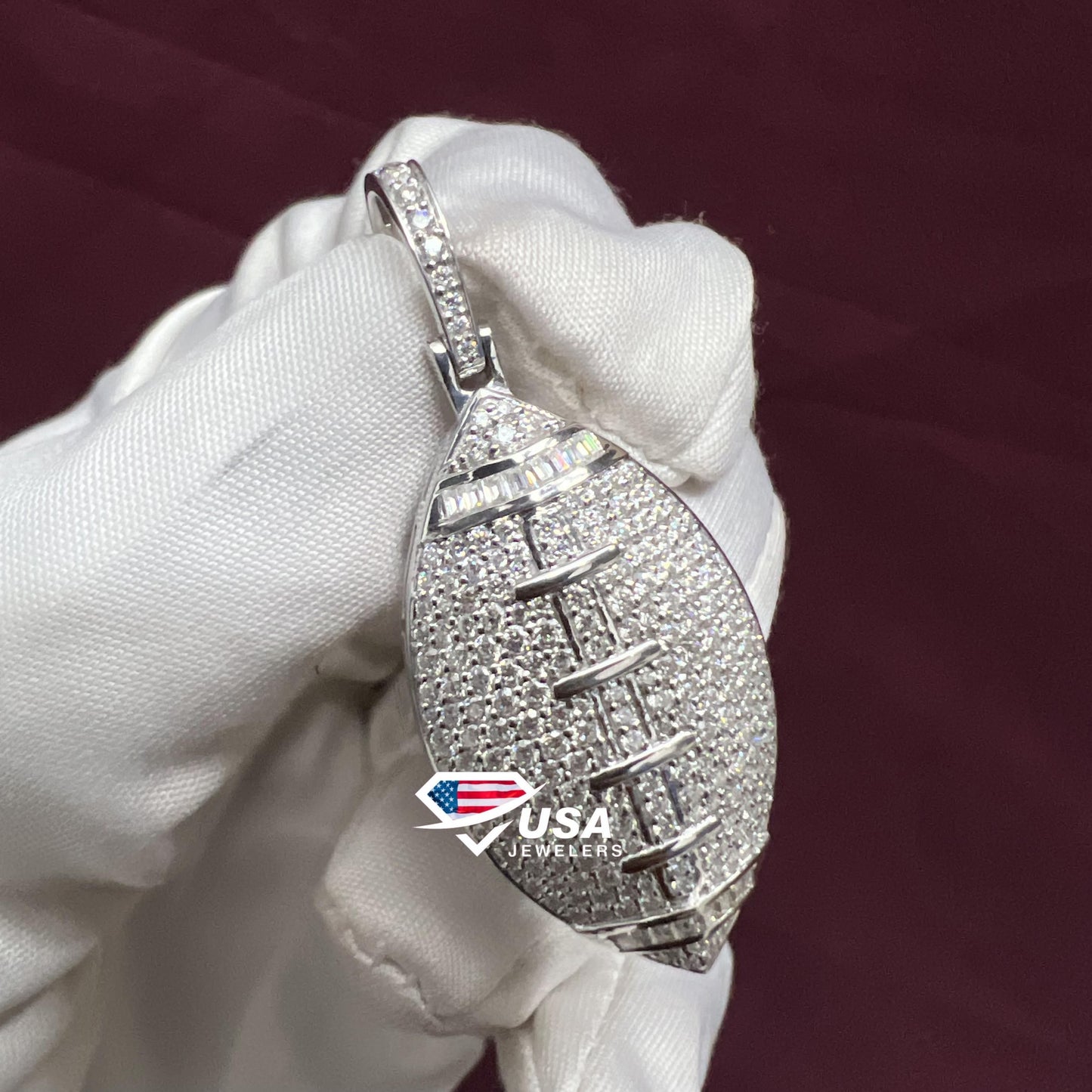 VVS Moissanite Diamond American Football Pendant