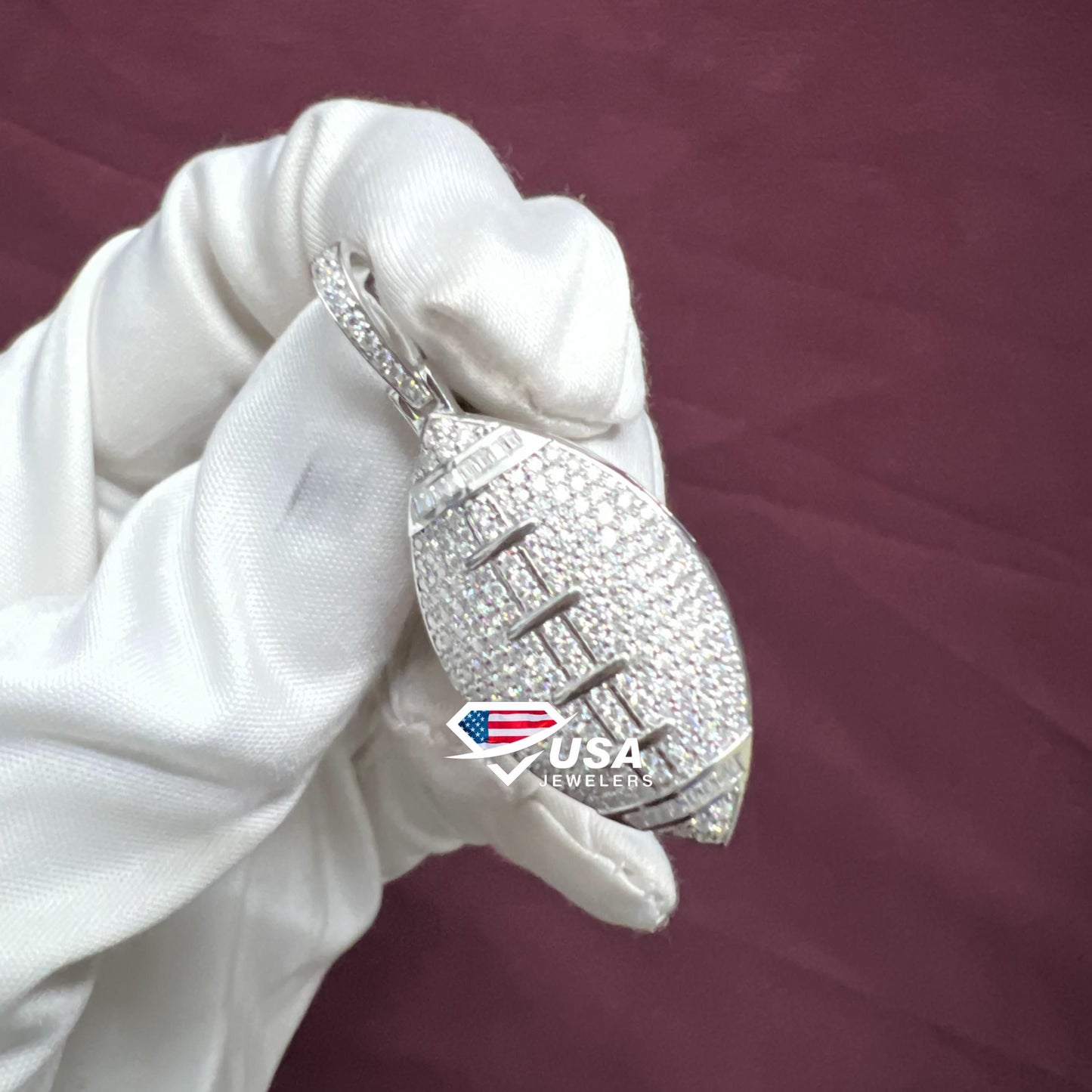 VVS Moissanite Diamond American Football Pendant