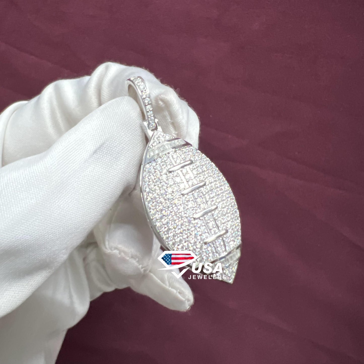 VVS Moissanite Diamond American Football Pendant