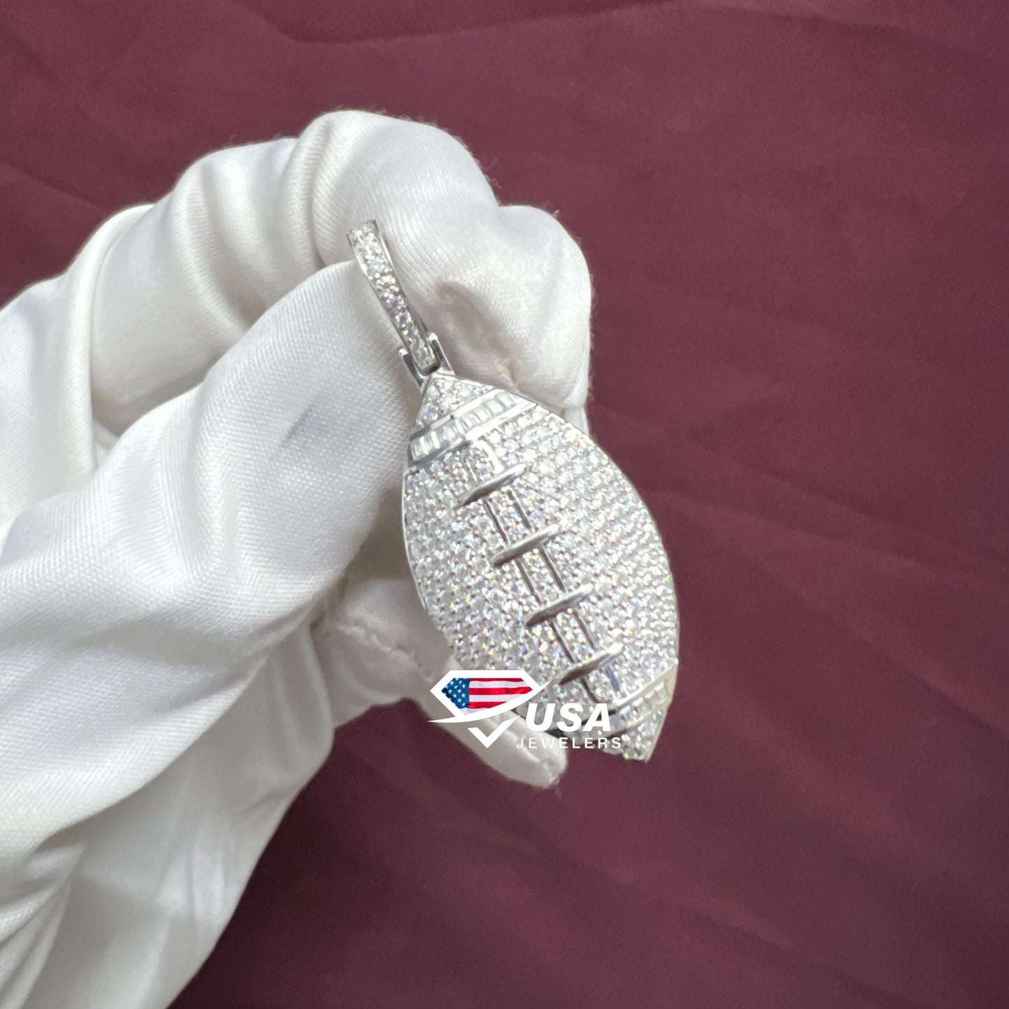 VVS Moissanite Diamond American Football Pendant