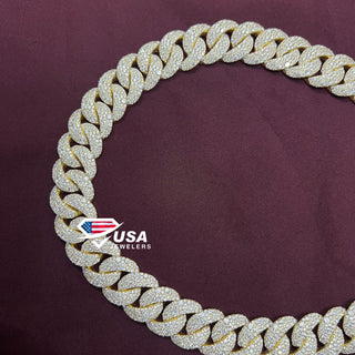 23MM Lab Diamond 14K Yellow Gold Moisic Miami Cuban Link Chain