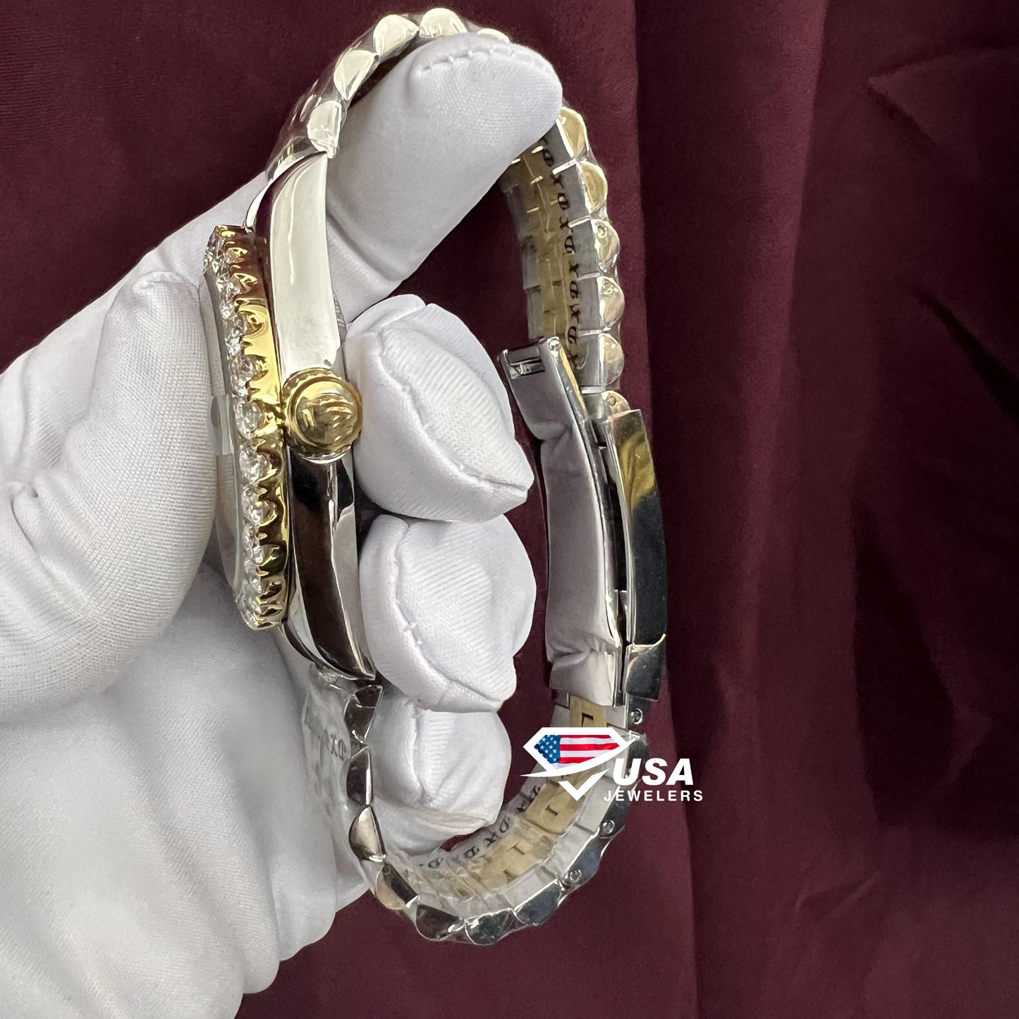 41MM Moissanite Studded Bezel Dial Watch