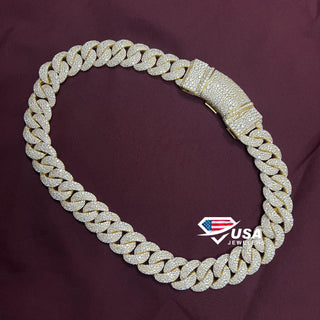 23MM Lab Diamond 14K Yellow Gold Moisic Miami Cuban Link Chain