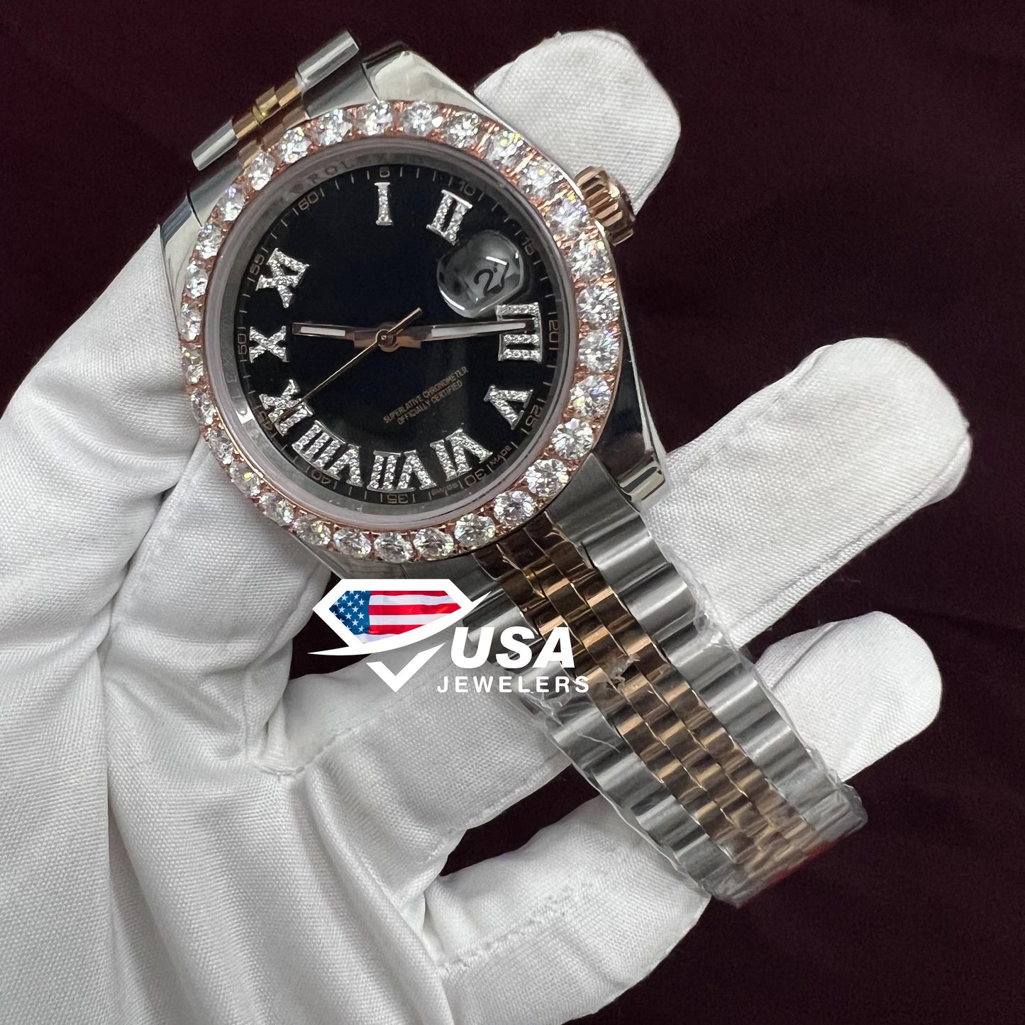 41MM VVS Moissanite Diamond Studded Watch